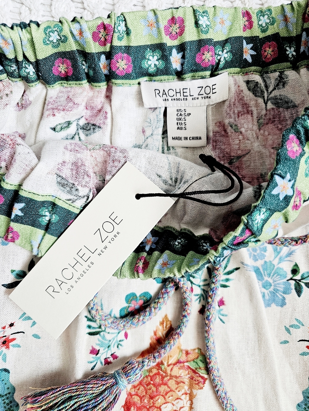 Rachel Zoe Linen Maxi Skirt Elastic Waistband Colorful Tropical Resortwear S NWT - Picture 13 of 14